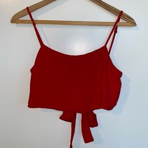 John Galt red crop top, back bow detail